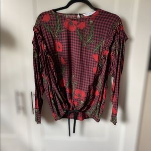 Zara basic bottom tie ruffle blouse ❤️